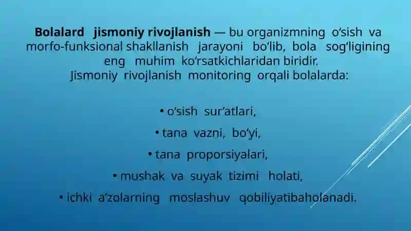 Bolalar jismoniy rivojlanish monitoring 2