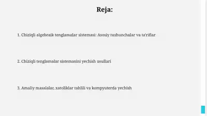 Chiziqli algebraik tenglamalar sistemasi 2