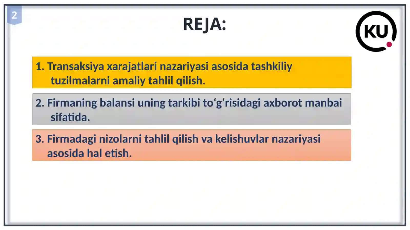 Tashkilotni amaliy tahlil qilish nazariyasi 2