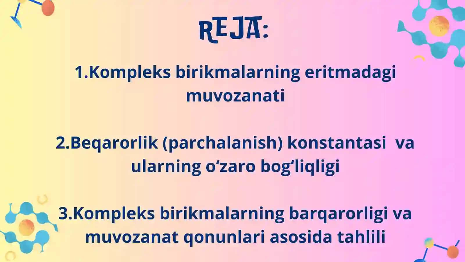 Kompleks birikmalarning eritmadagi muvozanati 2