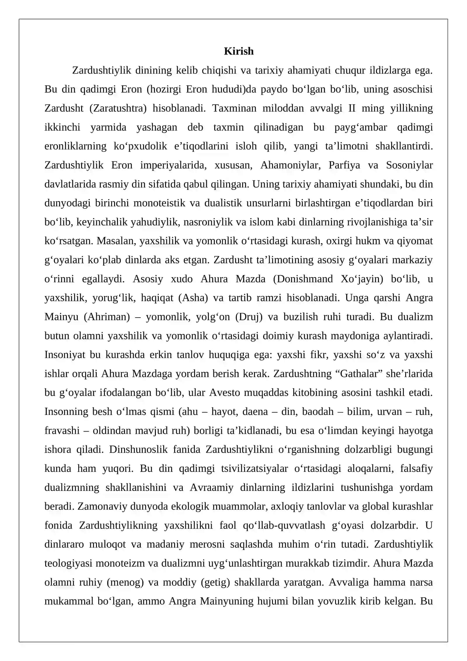 Zardushtiylikning teologik tizimi va diniy marosimlari 2