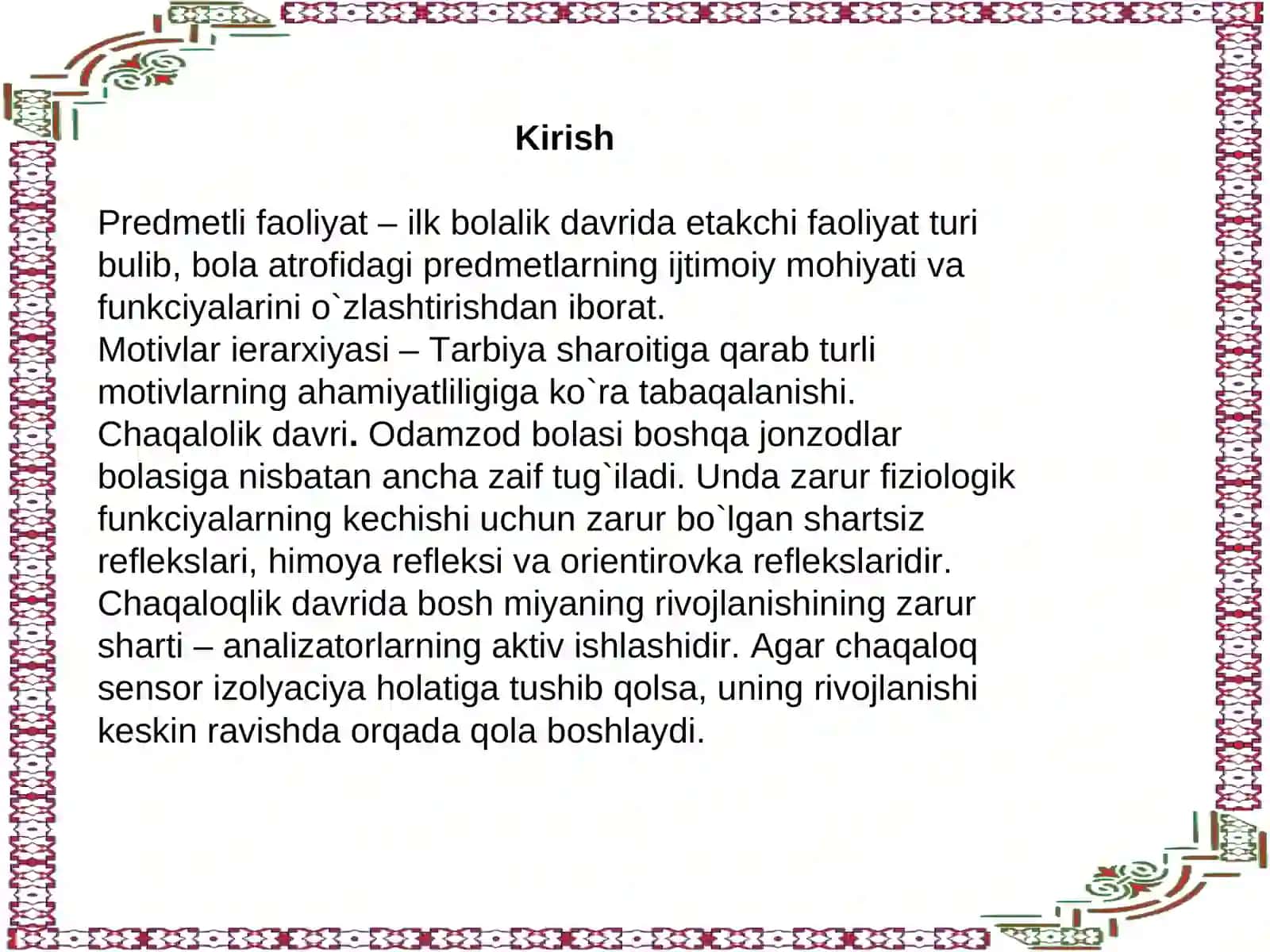 GO'DAKLIK DAVRI BOLALARINING RIVOJLANISHIDAGI O'ZIGA HOSLIKLAR 2