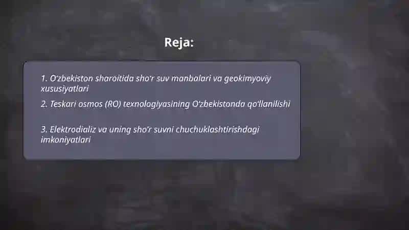 Shoʻr suvni chuchiklashtirish 2