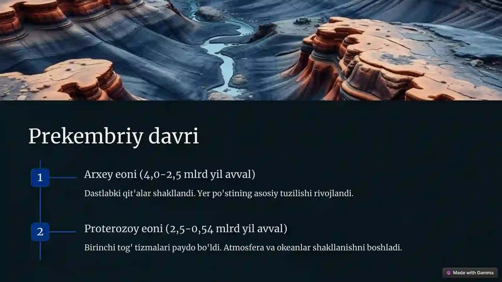 Geoxronologik jadval va tog' hosil bo'lish bosqichlari 2