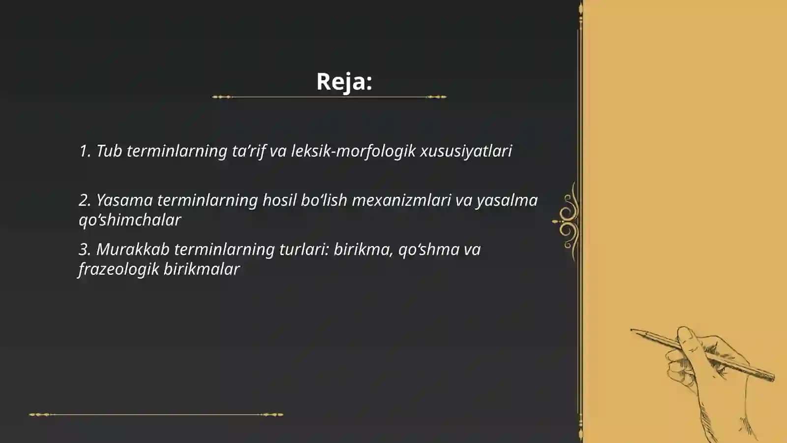 Terminlar grammatik qurilishi:tub,yasama va murakkab terminlarni tahlil qilish 2