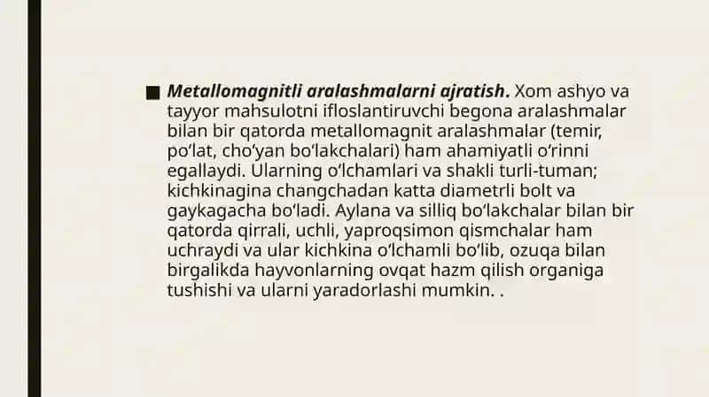 Omuxta yem ishlab chiqarishda elektromagnit separatorlardan foydalanish 2