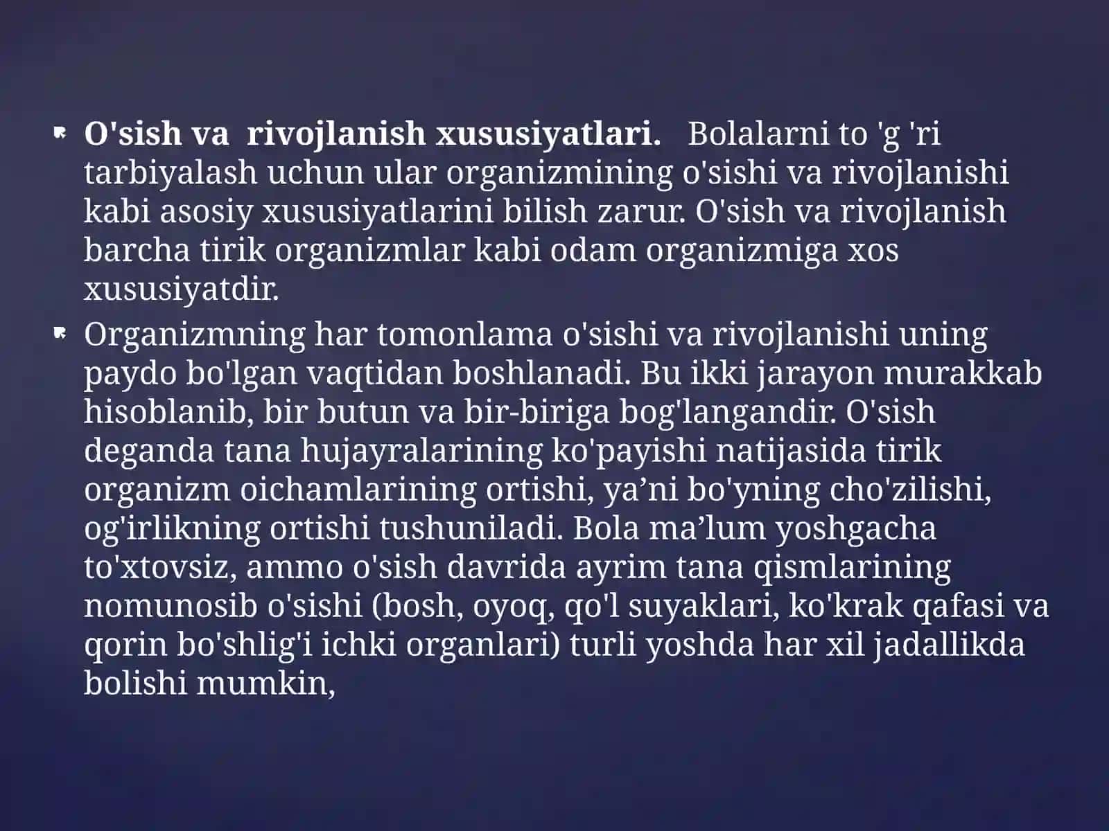 Bolalar va o’smirlar o’sishi va rivojlanishining umumiy qonuniyatlari 2