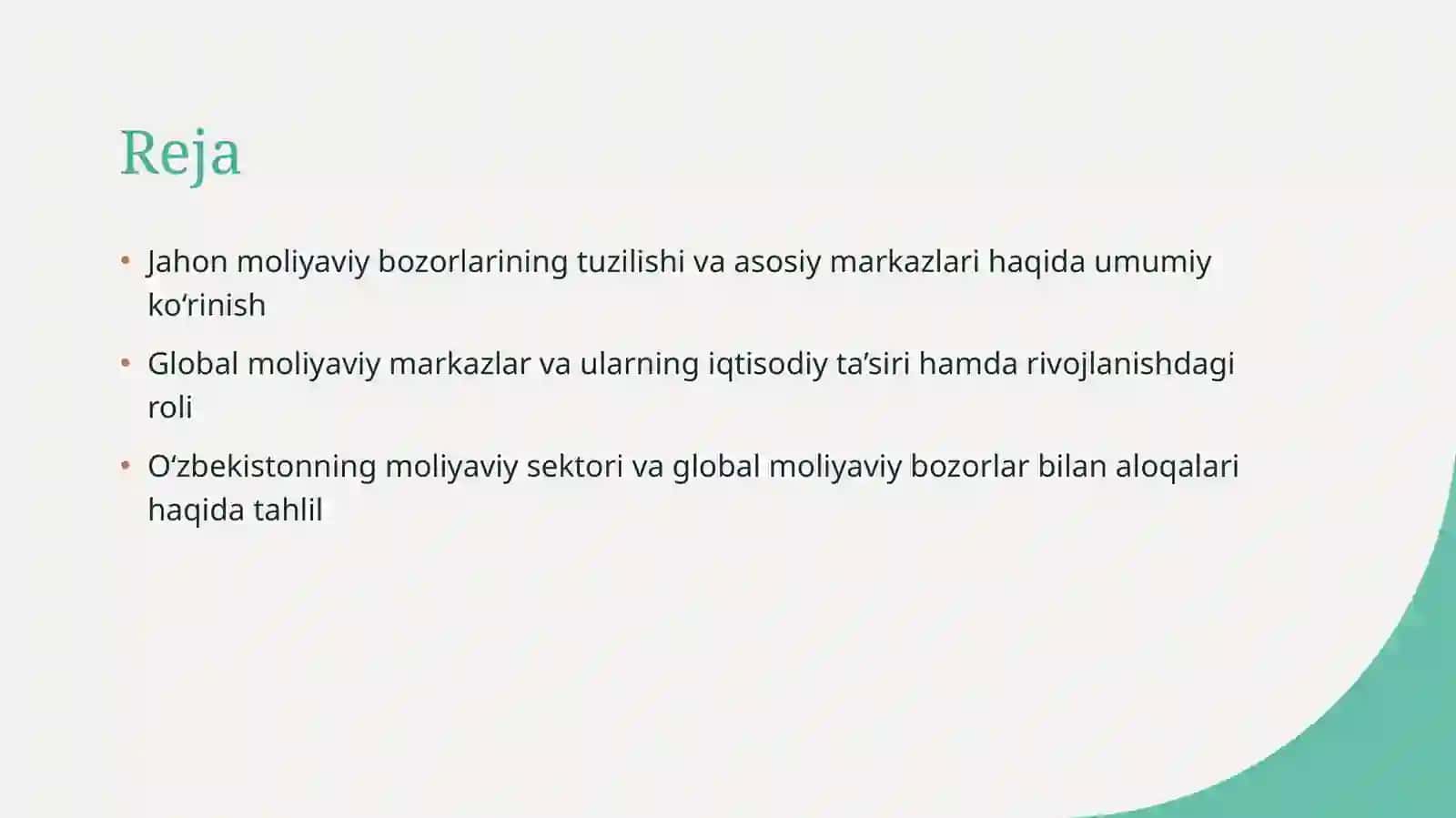 Jahon moliyaviy bozorlari va markazlari 2