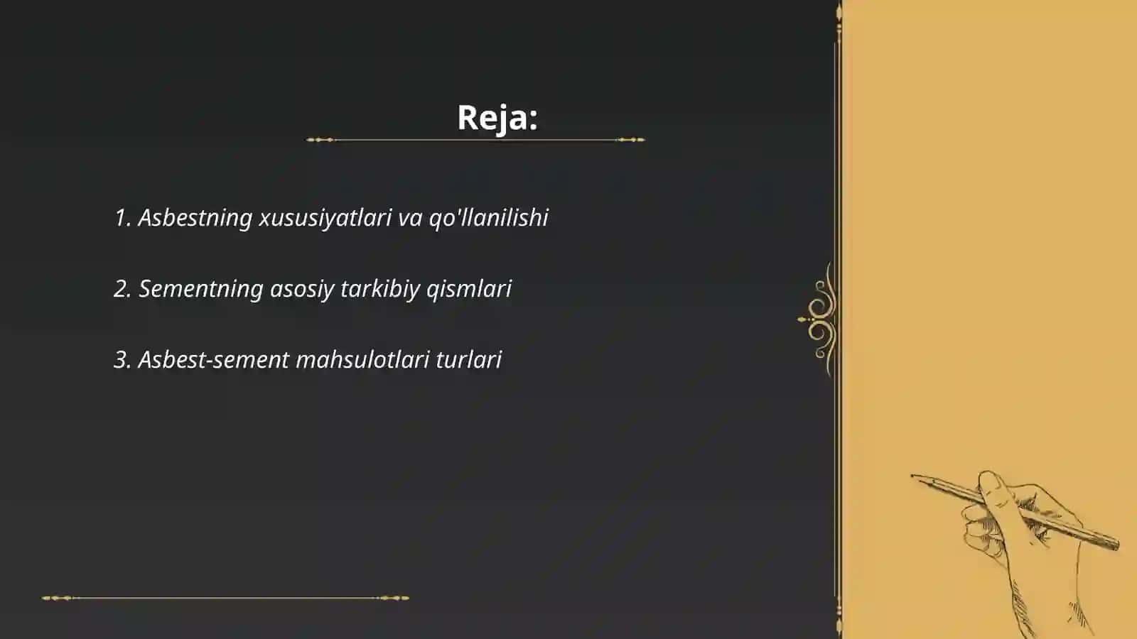 Asbest-seyment mahsulotlari ishlab chiqarish homashyosi va qoʻllaniladigan texnologik mashina va jihozlari 2