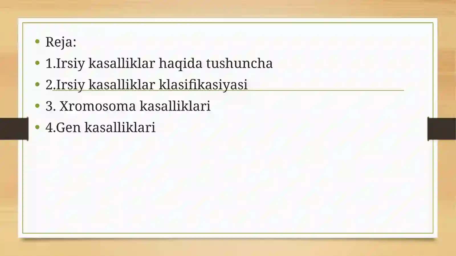 Odam irsiy kasalliklarining klassifikatsiyasi 2