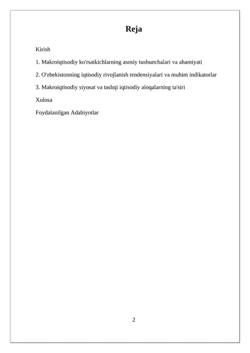 Oʻzbekistonning makroiqtisodiy koʻrsatkichlari tahlili 2