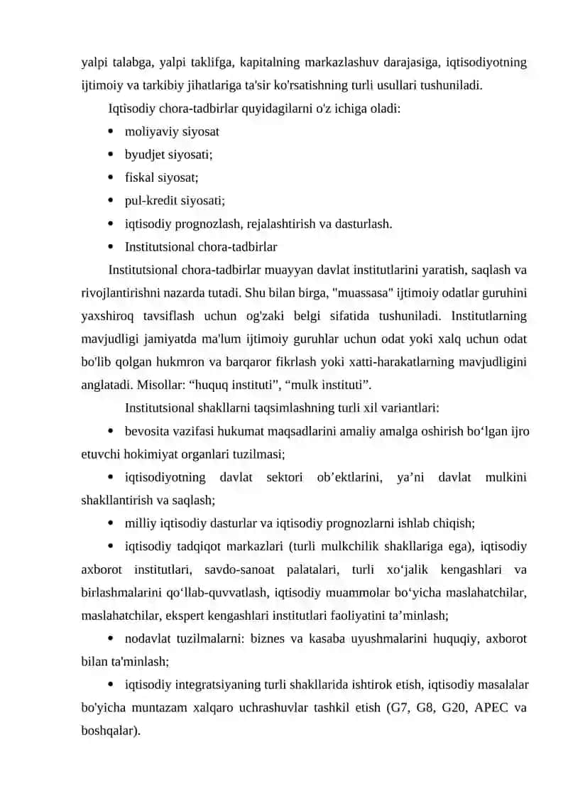 IQTISODIY SIYOSATNI ISHLAB CHIQISHDA VOSITALARI VA CHEKLOVLAR 2