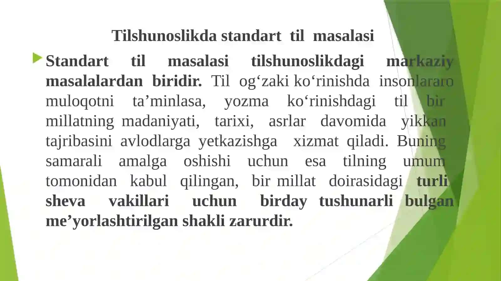 Standart til muammosi. Tilni planlashtirish 2