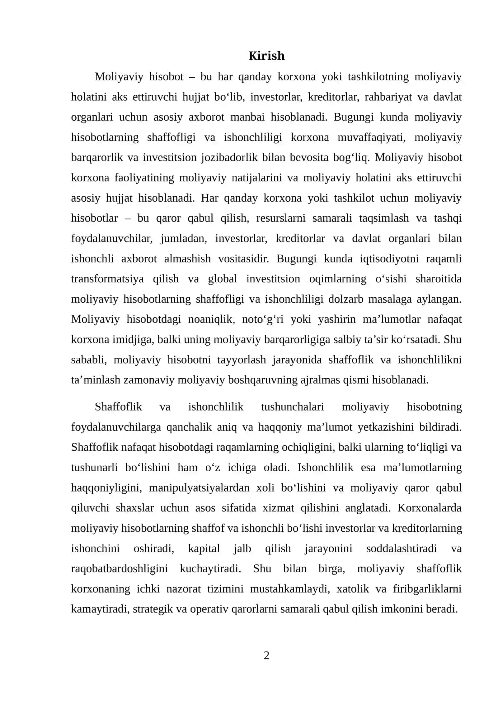 MOLIYAVIY HISOBOTNI TAYYORLASHDA SHAFFOFLIK VA ISHONCHLILIKNI OSHIRISH YO‘NALISHLARI 2