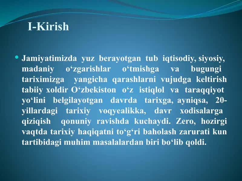 O'zbekistonda XX asrning 30 yillarida ijtimoiy-iqtisodiy va madaniy hayot 2
