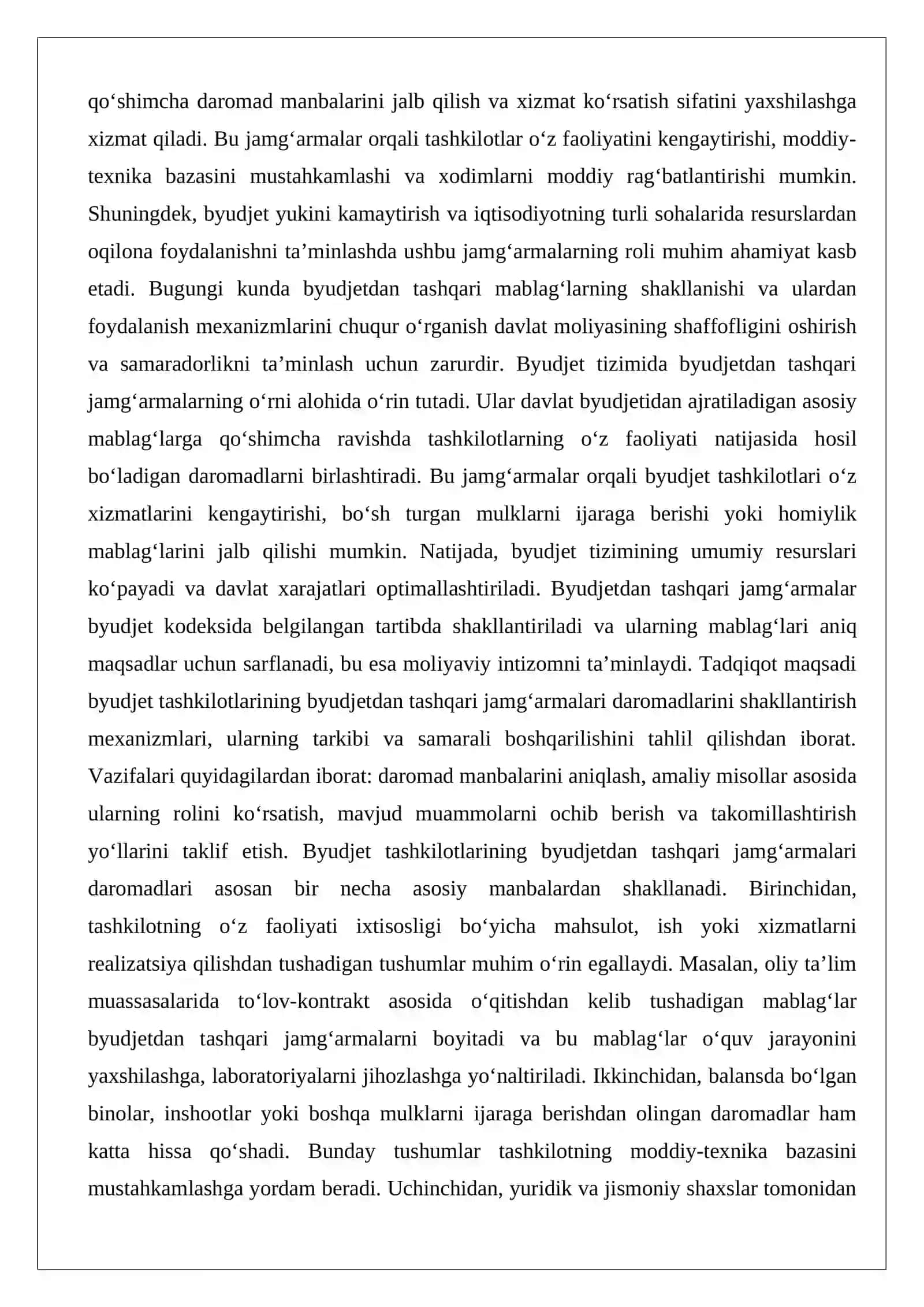 Byudjet tashkilotlarining byudjetdan tashqari jamg‘armalari daromadlari 2