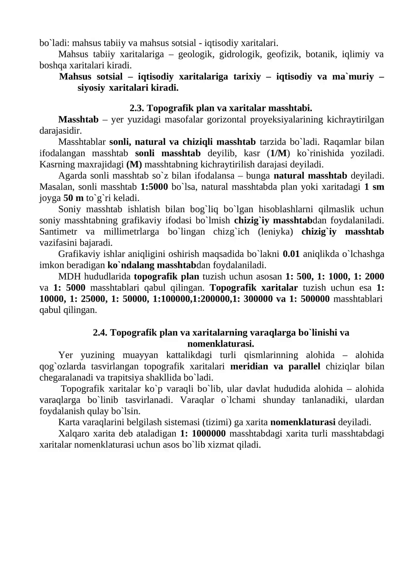 Xarita, plan va profil 2