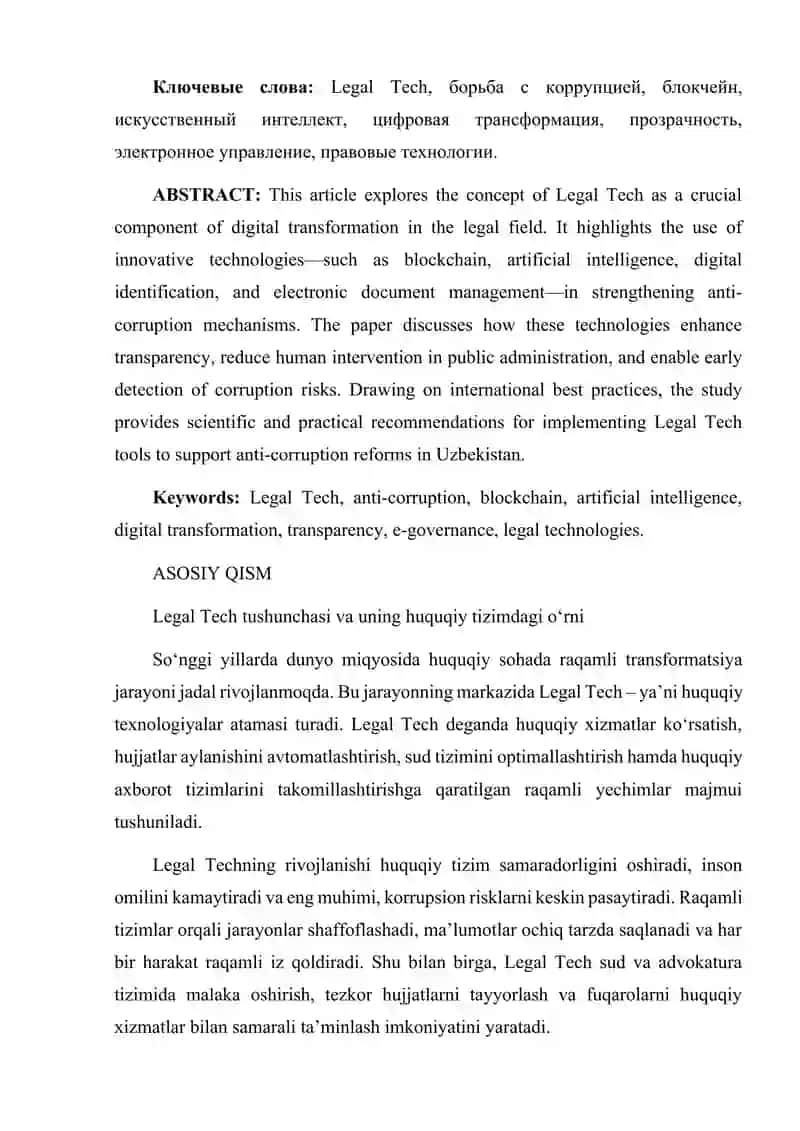 Legal Tech va korrupsiyaga qarshi kurashish mexanizmlari 2