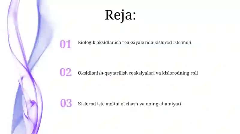 Biologik oksidlanish reaksiyalarida kislorod iste'moli 2