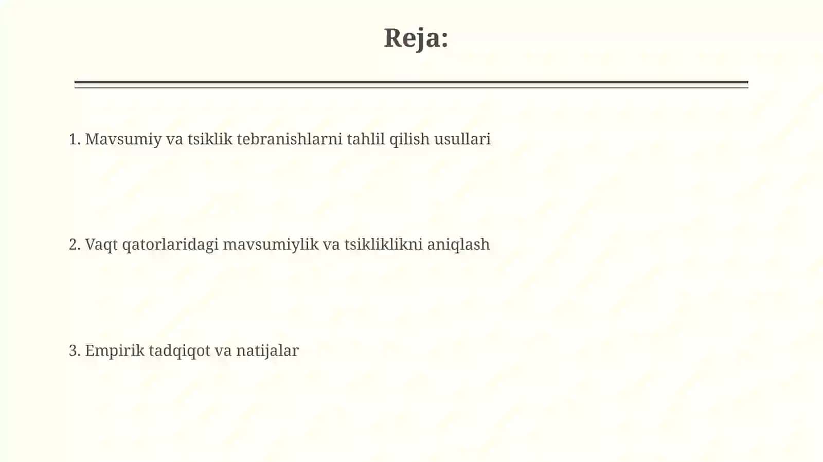 Vaqtli qatorlar mavsumiy va davriy tebranishlarini ekonometrik tadqiqi 2