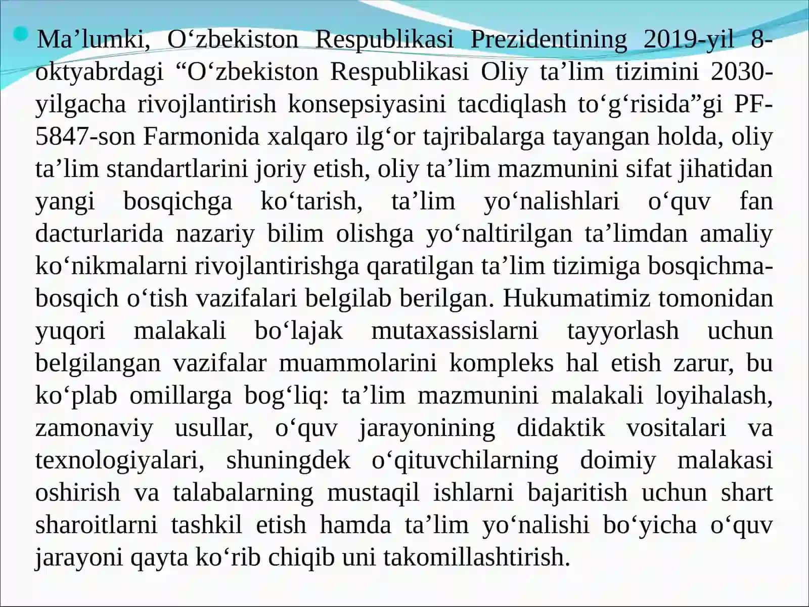 MUTAXASSISLIK FANLARINI O‘RGANISHDA MUSTAQIL ISHLARNI TASHKIL ETISH USULLARI. IJODIY VA MATN USTIDA ISHLASH BILAN BOG‘LIQ MUSTAQIL ISHLAR 2