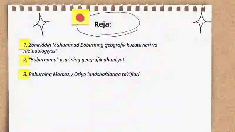 Zahiriddin Muhammad Boburning geografik ilmiy merosi 2