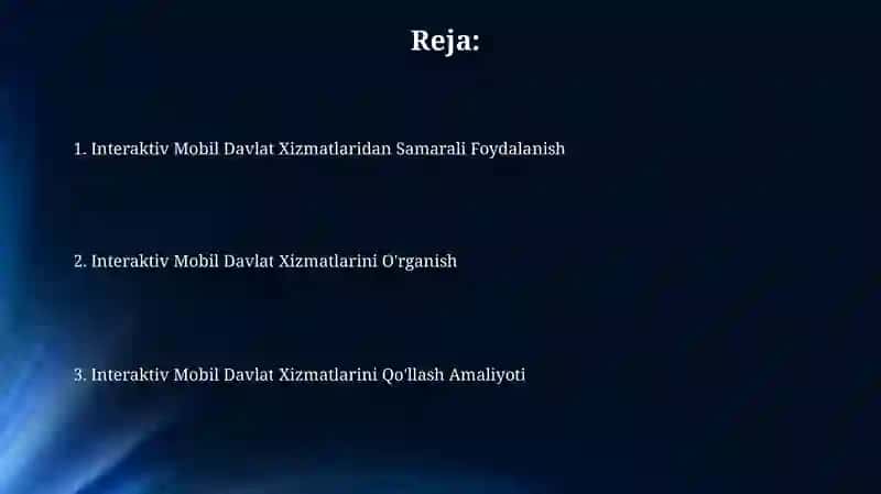 Interaktiv Mobil Davlat Xizmatlarini O'rganish 2