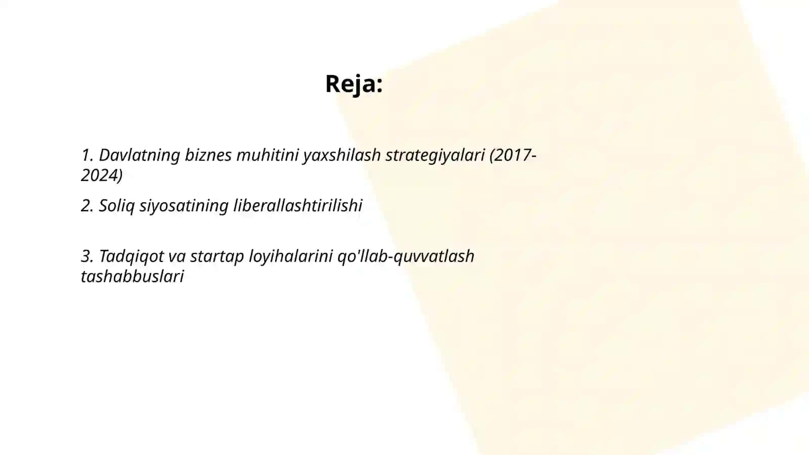 Davlatning biznes muhitini yaratishdagi faoliyati. 2017-2024 yil tahlili 2