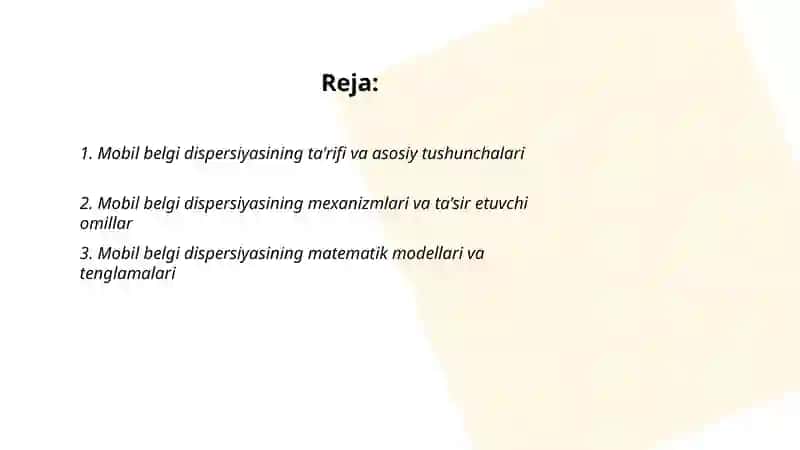 Mobil belgi dispersiyasi 2