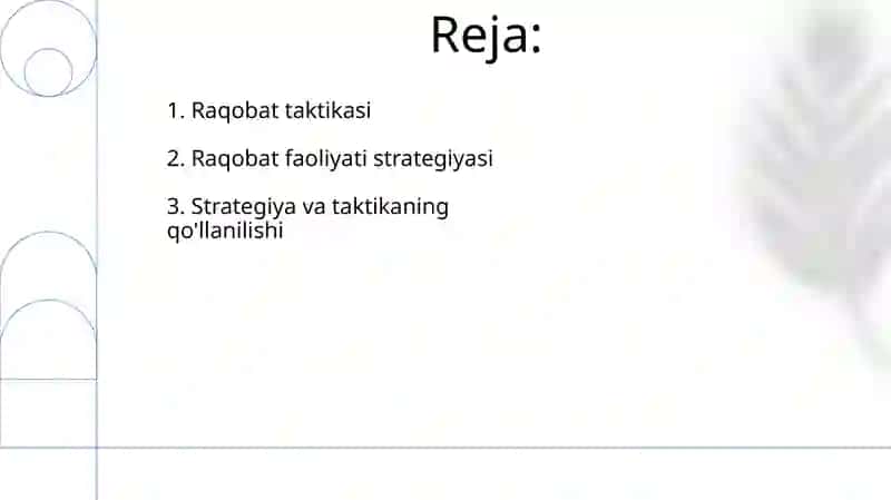 Musobaqa faoliyati: strategiyasi va taktikasi 2