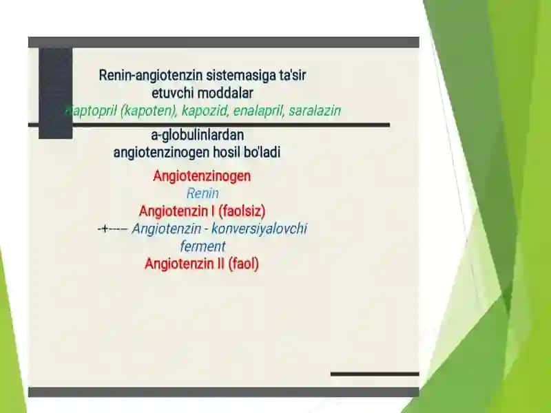 Renin angio-tenzin sistemasiga ta’sir e’tuvchi dori vositalari 2