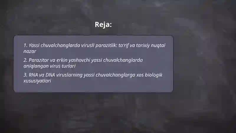 Yassi chuvalchanglarning virusli parazitligi 2