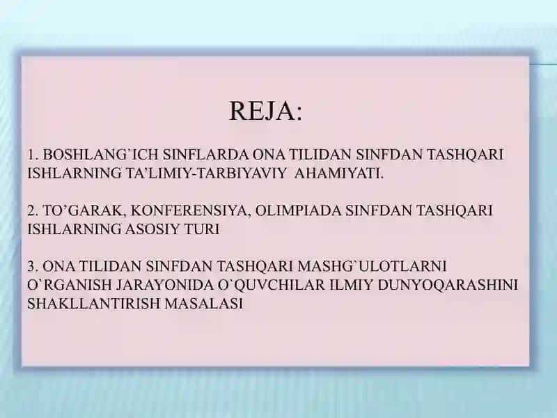 Boshlang`ich sinflarda onatilidan sinfdan tashqari mashg`ulotlar o`qitish 2