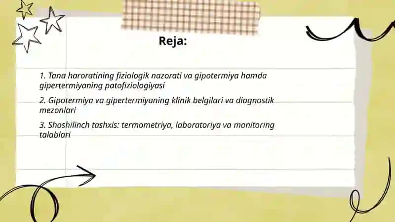 Tana harorati ekstremal o‘zgarishlarida yordam: Gipotermiya va gipertermiyada hamshiralik yondashuvi va favqulodda chora tadbirlar 2