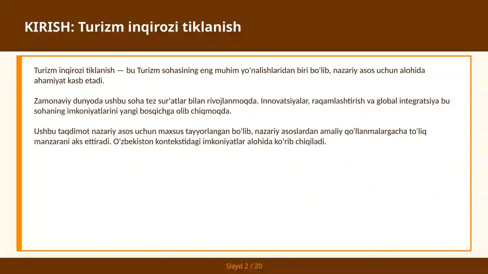 Turizm inqirozi tiklanish 2