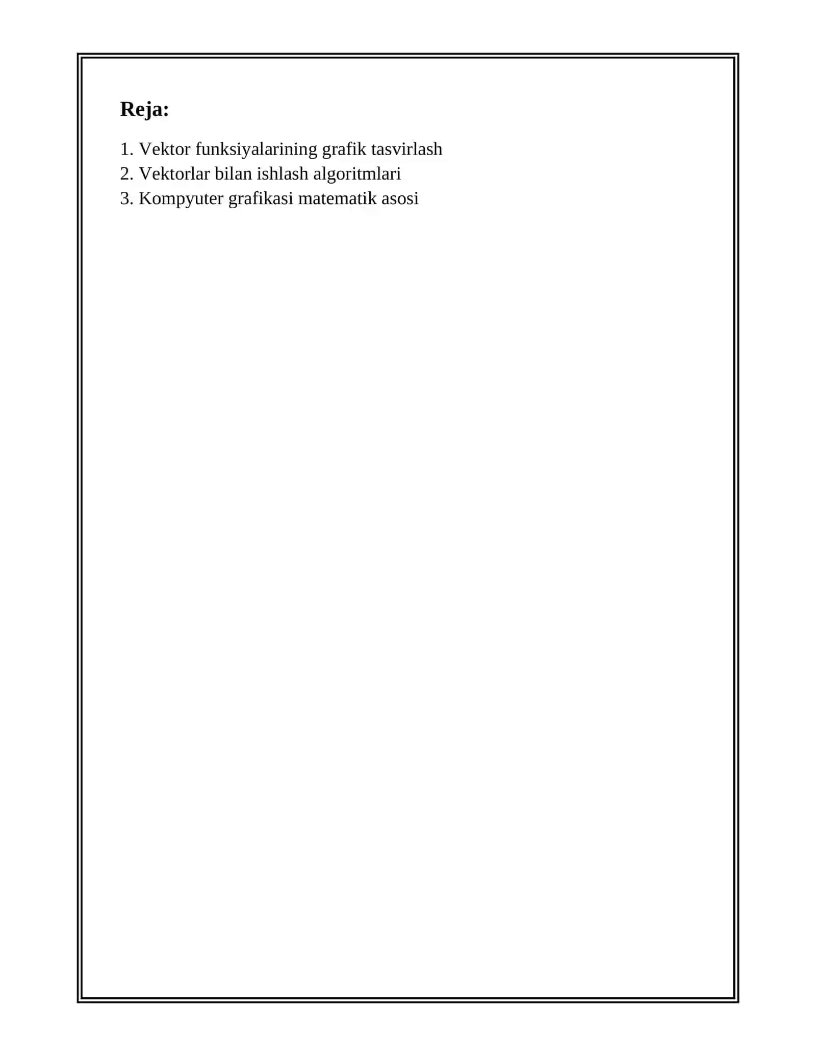 VEKTOR FUNKSIYALARINING KOMPYUTER GRAFIKASIDAGI TATBIQI 2