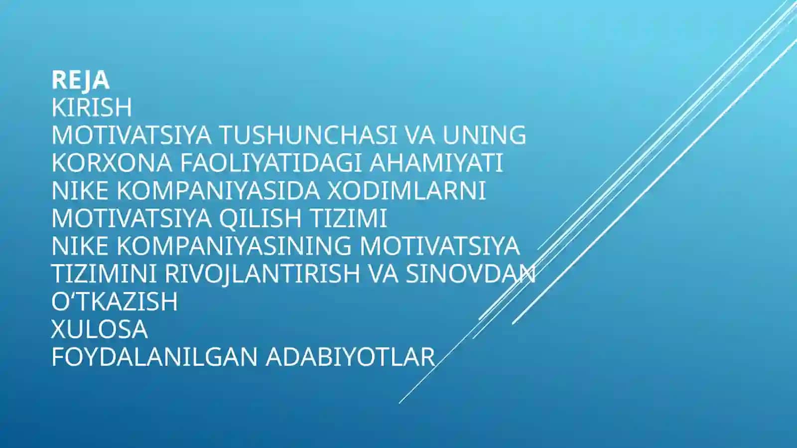 NIKE KOMPANIYASINING MOTIVATSIYA TIZIMINI ISHLAB CHIQISH VA SINOVDAN O‘TKAZISH 2