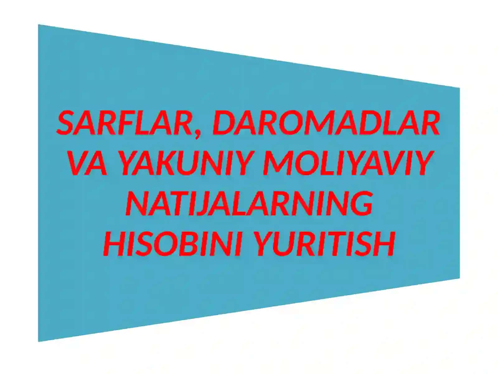 Moliya va boshqaruv hisobi 2