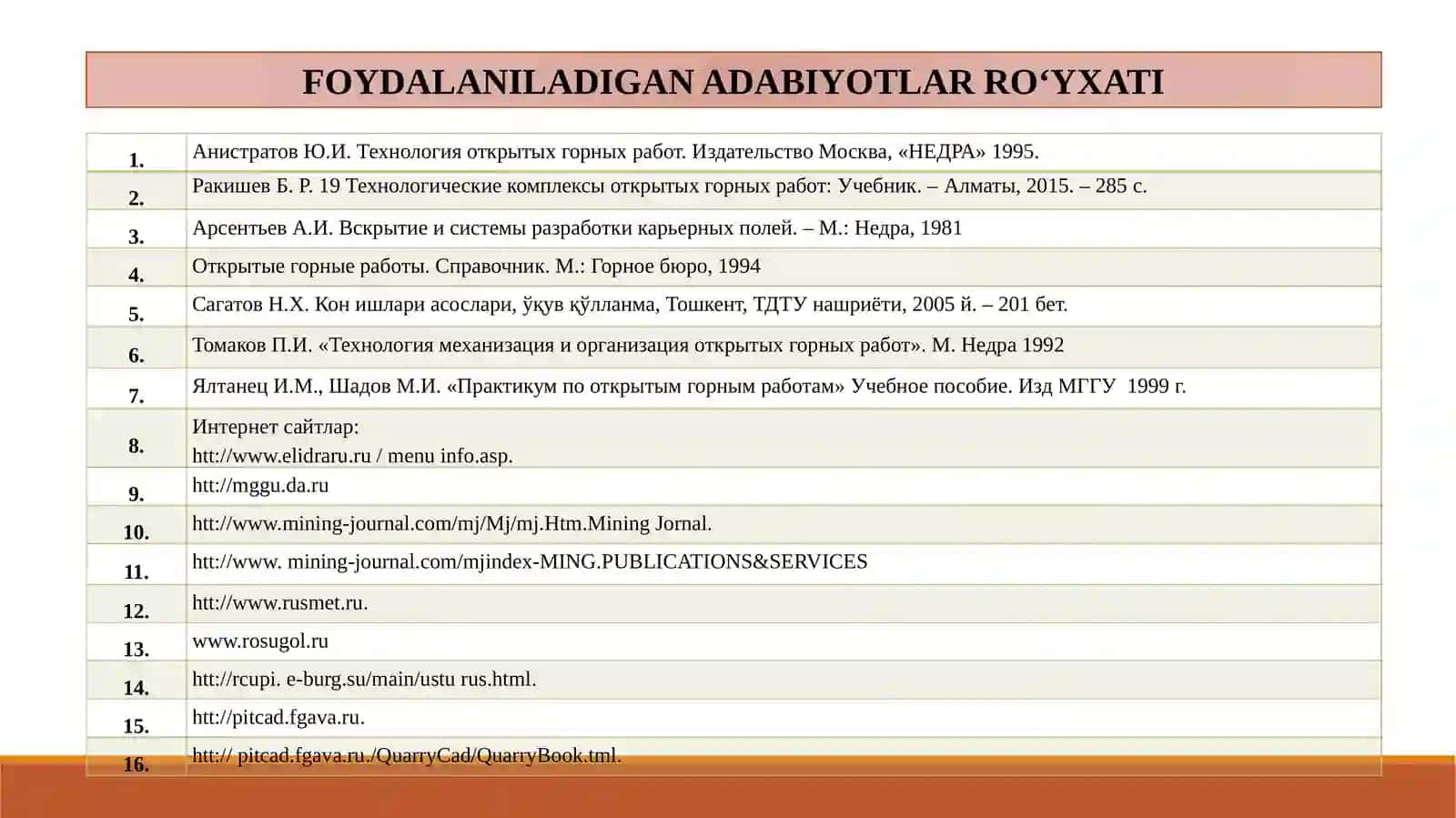 6-MA’RUZA:CHUQURLAMA (УГЛУБОЧНАЯ)QAZISH TIZIMLARI TEXNOLOGIYASI VA KOMPLEKS MEXANIZATSIYALASH 2