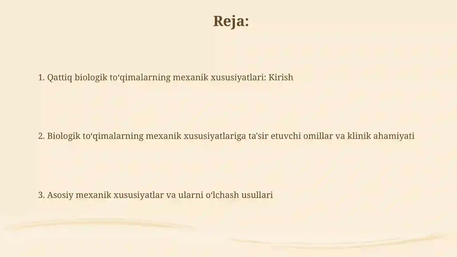 Qattiq jismlar biologik toʻqimalarni mexanik xossalari 2