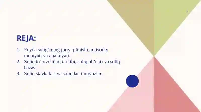 Foyda solig’ining iqtisodiy mohiyati va joriy etish bosqichlari 2