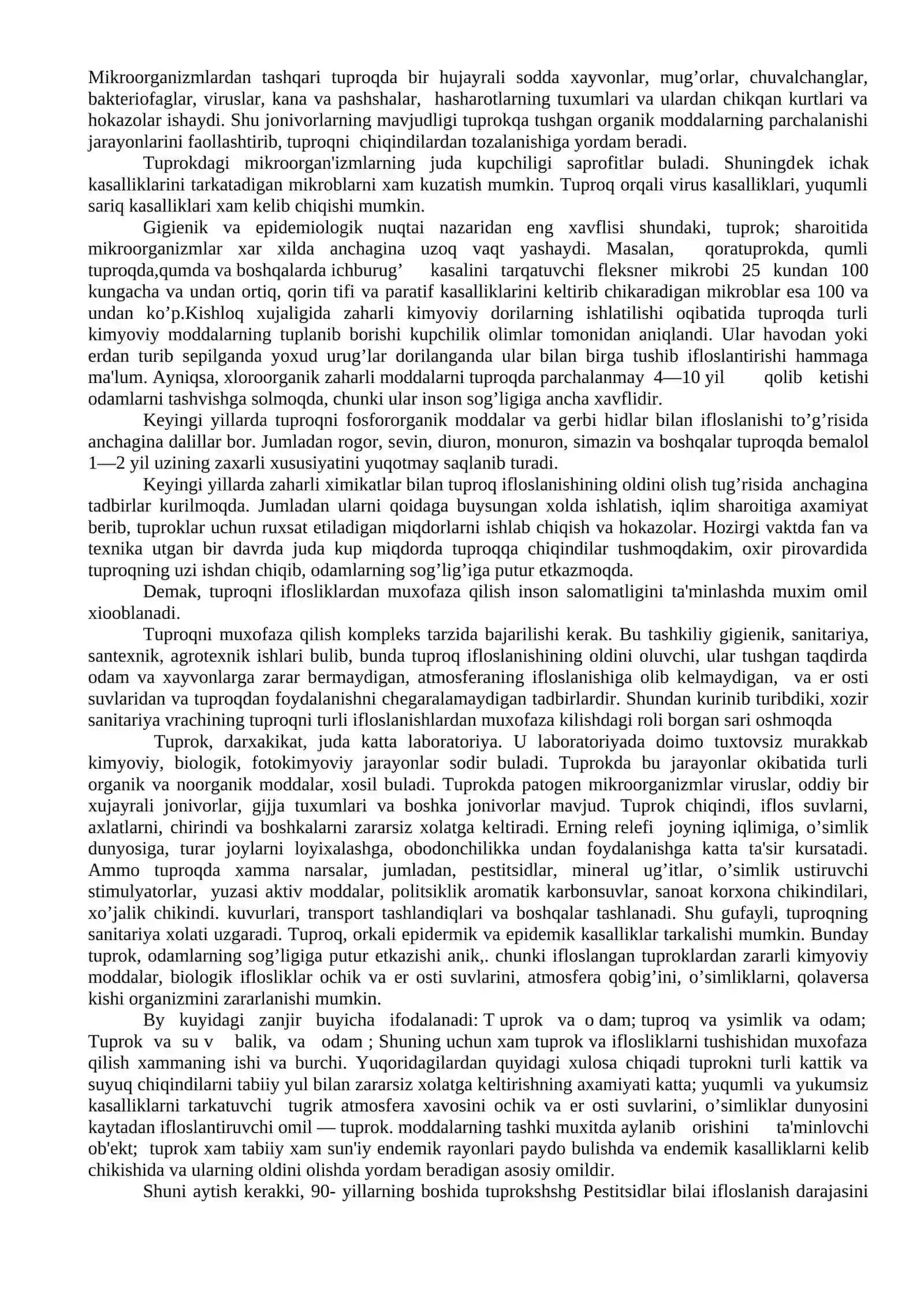 Tuproqning inson hayotidagi o’rni 2