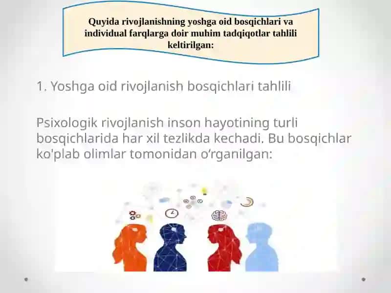 Rivojlanishning yoshga oid individual xususiyatlariga oid tadqiqot tahlili 2
