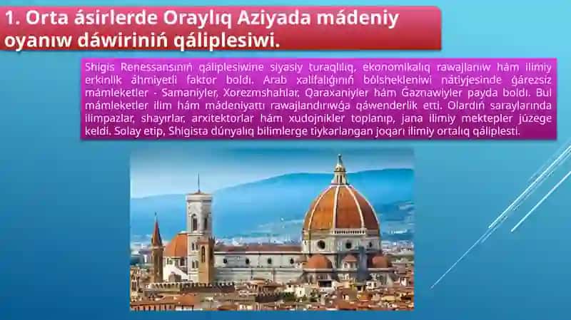 Oraylıq Aziyada mádeniy oyanıw 2