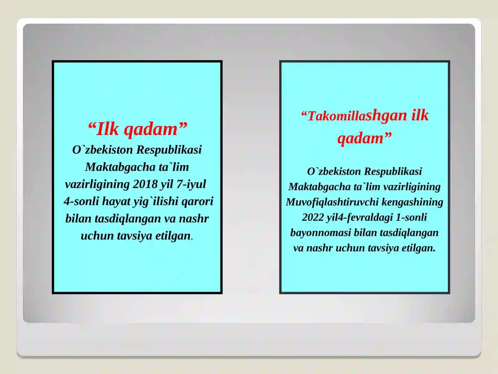 Ilk qadam va takomillashgan ilk qadam 2