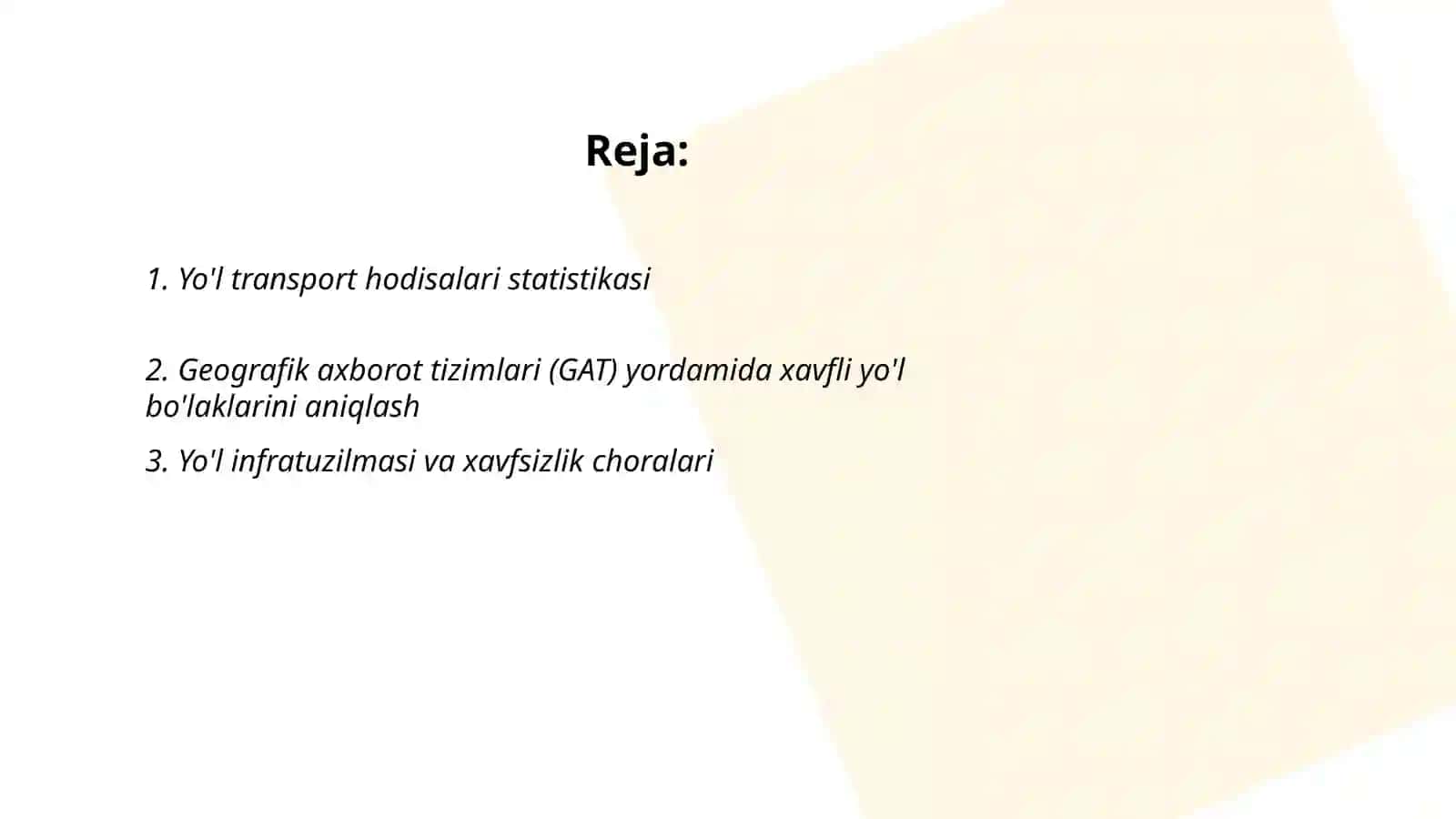 Havfli Yo'l Bo'laklarini Aniqlash Usullari 2