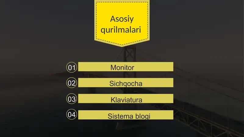 Kompyuterning asosiy va qo'shimcha va hamda kiritish chiqarish qurilmalari 2