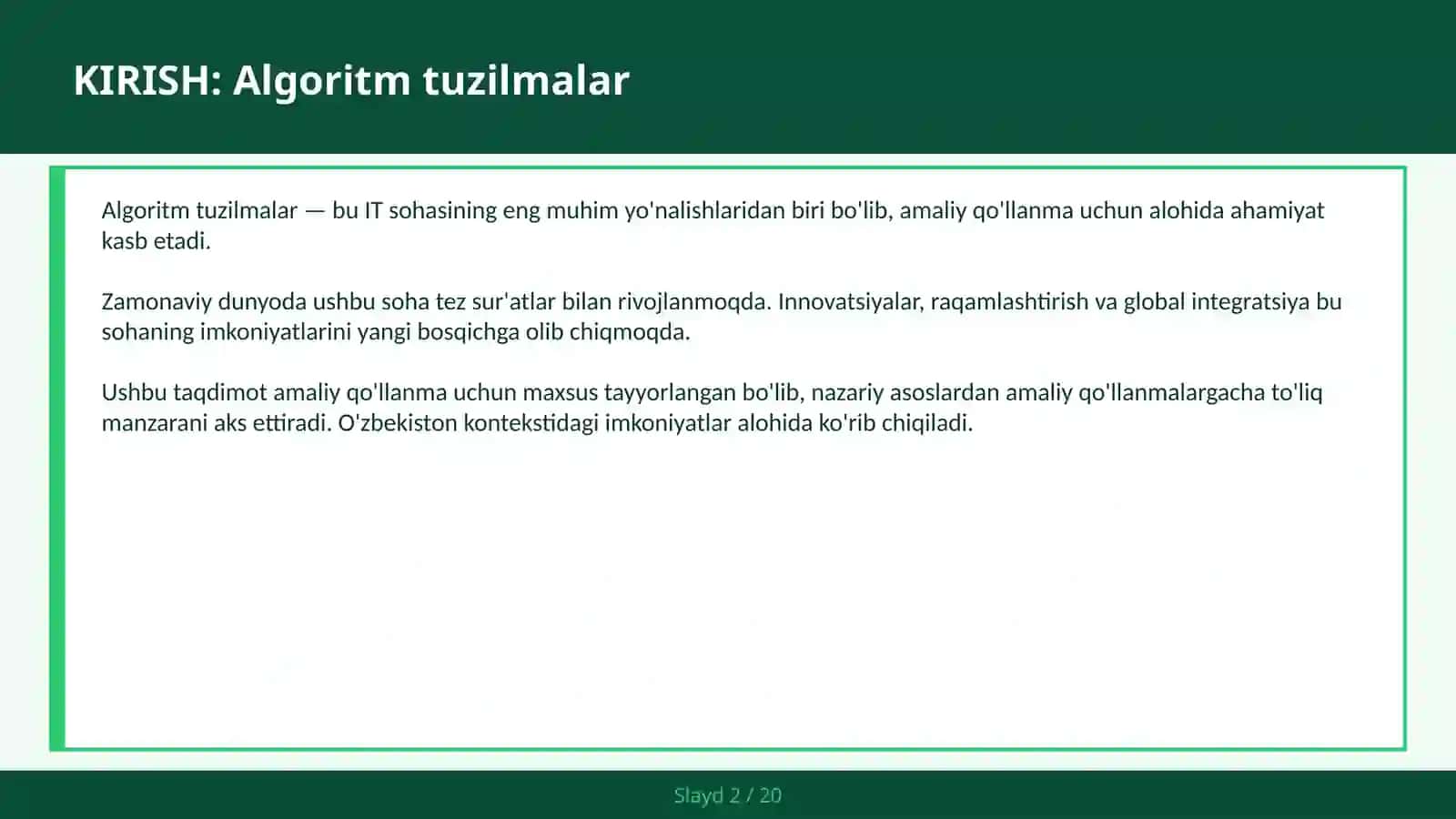 ALGORITM TUZILMALAR 2