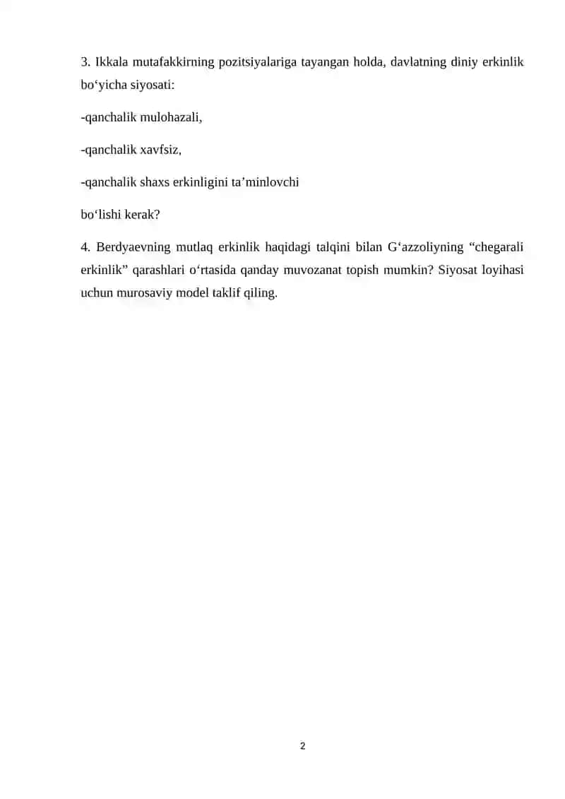 Kazus (muammoli holat) savoli 2