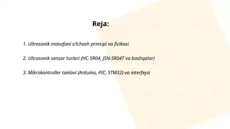 Ultrasonik sensor yordamida masofani o‘lchovchi qurilmani ishlab chiqish 2